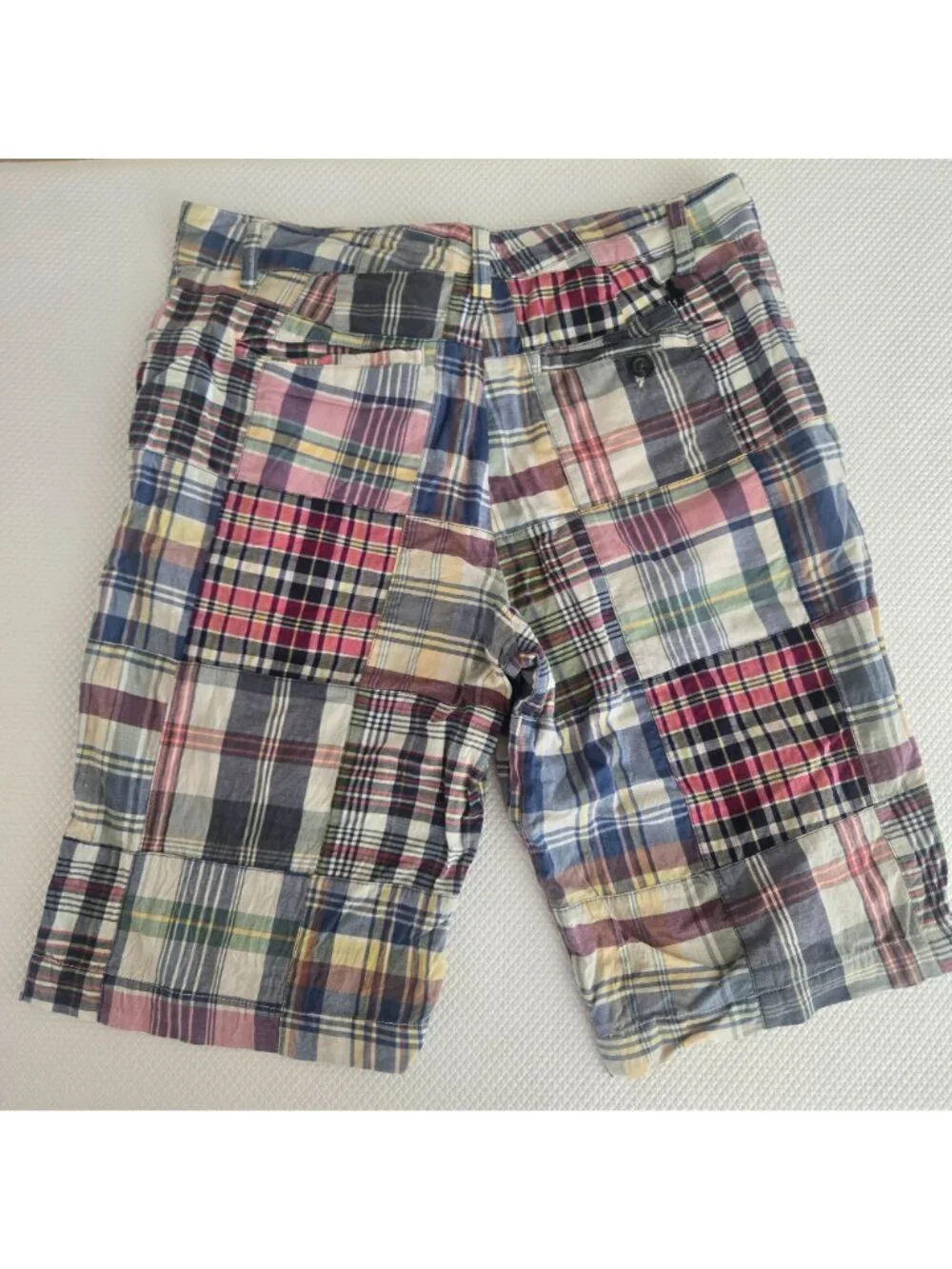 Vintage 90s Polo Ralph Lauren Madras Plaid Patchwork Shorts Mens 28 Multicolor